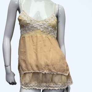 morgan de toi lace chiffon babydoll cami, romantic boho, Fairy, lace trim, sheer